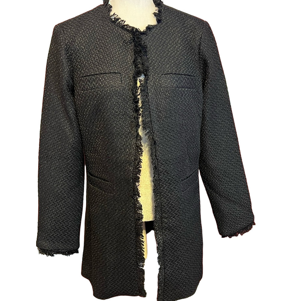 Venus Solid Black Full Hook & Eye Mid Length Jack… - image 1